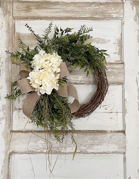 French Country Floral Wreath For Front Door Hydrangea Wreath Etsy