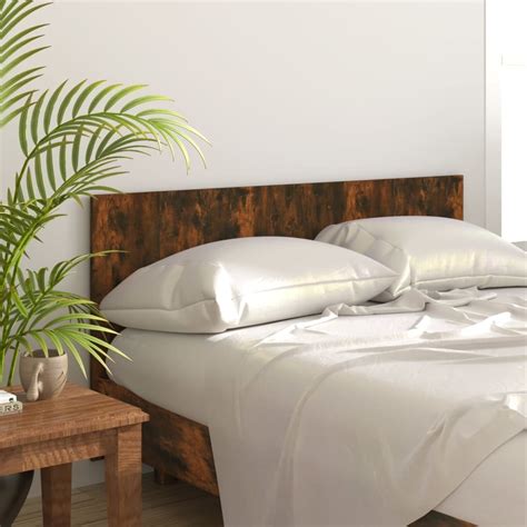 Bed Headboard Smoked Oak 160x15x80 Cm Engineered Wood