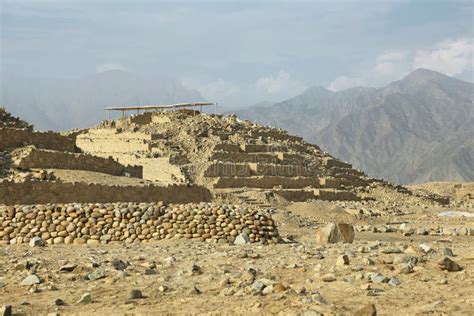 Ancient City Of Caral Unesco World Heritage Site Peru Stock Photo