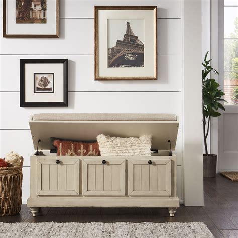 Weston Home Marin Storage And Upholstered Bench White