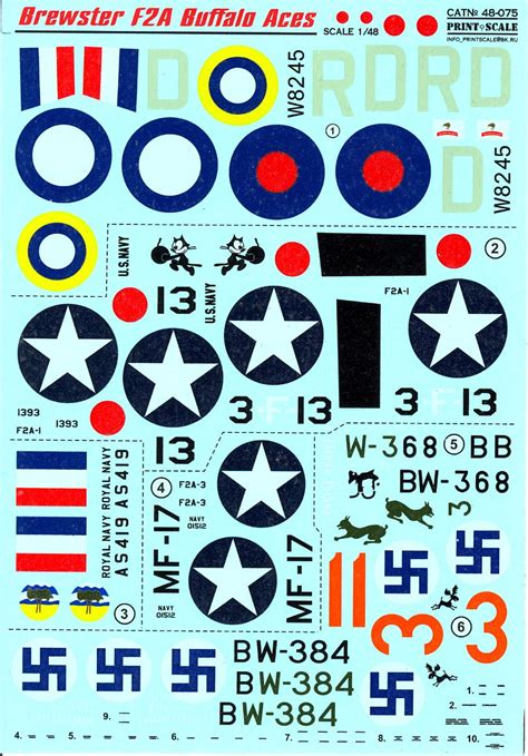 Print Scale Decals 148 Brewster F2a Buffalo Aces