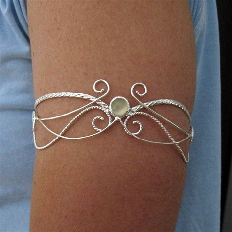 Fae Upper Arm Bracelet Sterling Silver Upper Armlet Cuff Elvish Renaissance Arm Torc Wedding