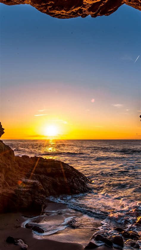 Sunset At El Matador State Beach Malibu California United States Wallpaper Backiee