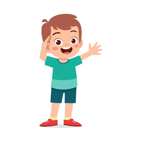 Premium Vector Cute Little Boy Stand And Give Salute Pose