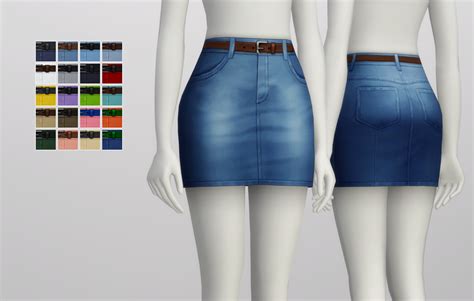 Sims 4 High Rise Denim Skirts Belt 20 Color By Rusty Nail Sims 4