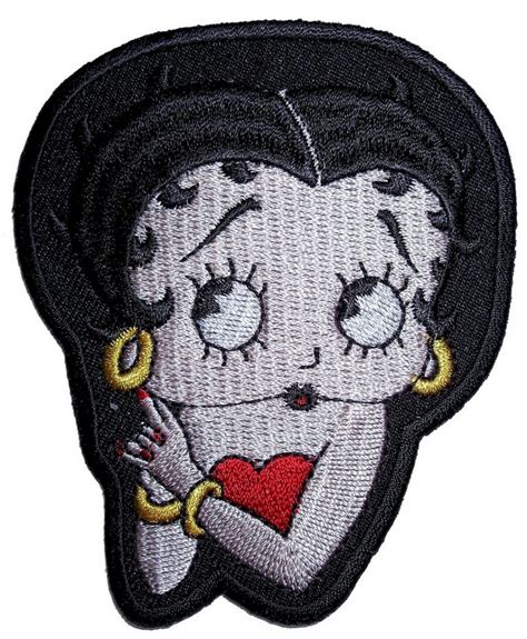 Betty Boop With Gold Earrings Lady Biker Patch Leather Supreme