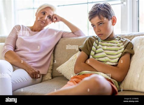 Mother And Her Son Arguing At Home Stock Photo Alamy