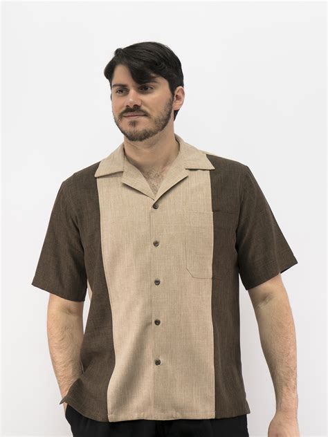 D'Accord Men's Casual Shirt Brown Tan Made in USA 5894 - Guayabera ...