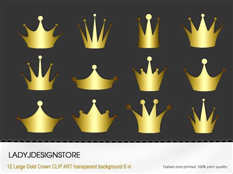 Crown Clipart 12 Digital Clipart Golden Crowns For Etsy In 2021