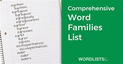 Comprehensive Word Families List