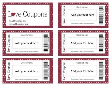 Printable Love Coupons Editable Love Coupons Valentines Day Coupons