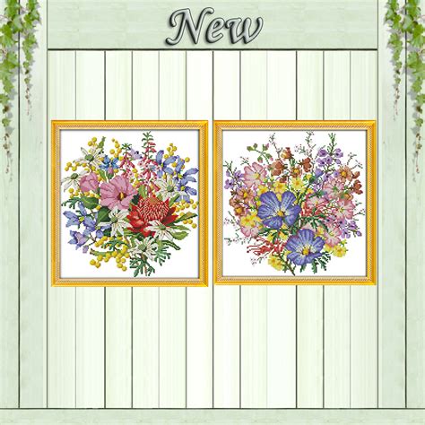 Wild Bouquet Flowers Decor Painting Counted Printed On The Canvas Dmc
