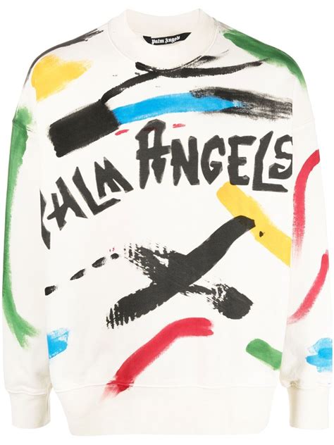 Palm Angels Brush Strokes Print Sweatshirt Farfetch