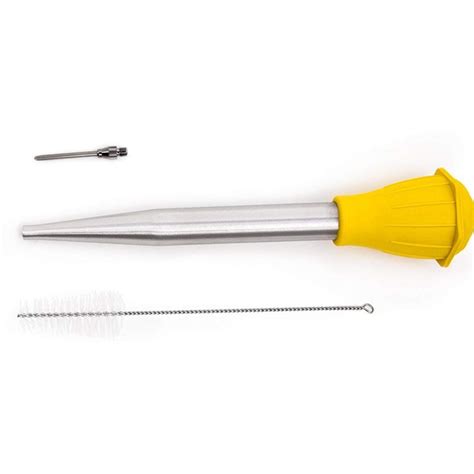 stainless steel turkey baster set with injector and cleaning brush cooking utensils