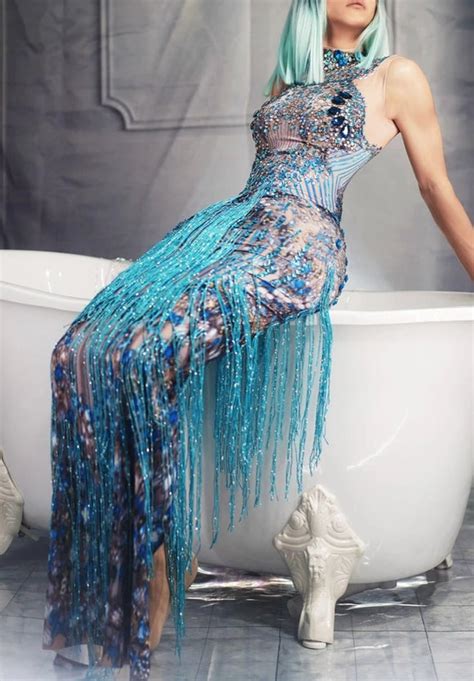 Blue Mermaid Fishy Drag Queen Dress