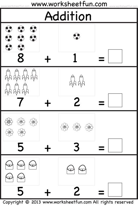 Addition To 5 Worksheets For Kindergarten