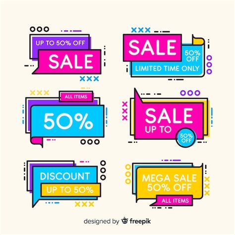 Free Vector Colorful Memphis Sale Banner Pack