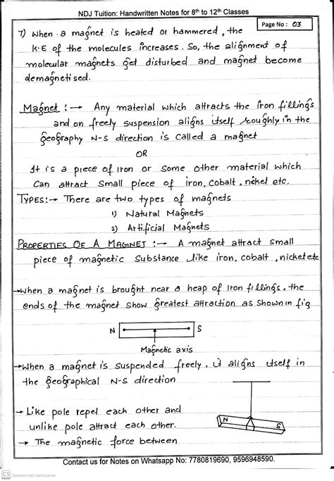 Magnetism And Matter Th Class Physics Handwritten Notes
