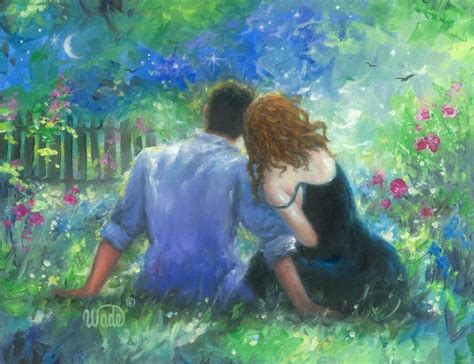 Garden Lovers Art Print Loving Couple Paintings Anniversary Etsy