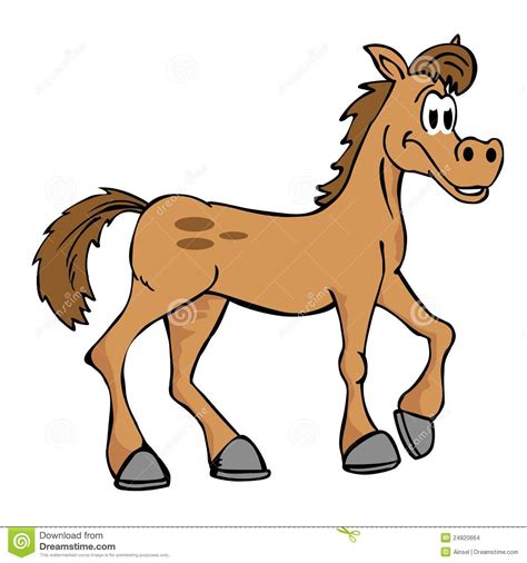 Hand Drawn Cartoon Horse Isolated On White Stock Images