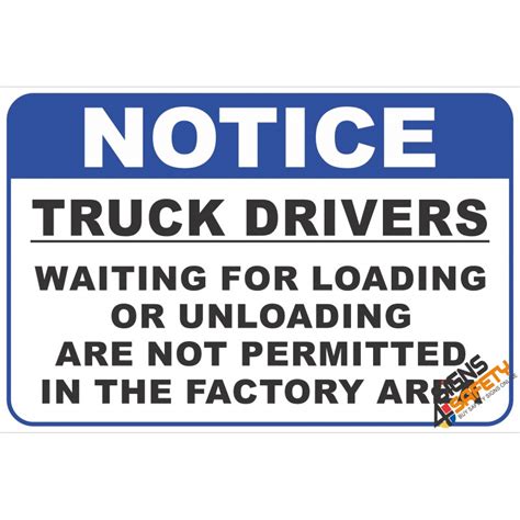 Nosa Sabs Fm47 Truck Driver Factory Notice Safety Sign