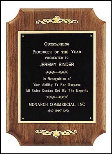 Solid Walnut Recognition Award Plaque Laser Engraved