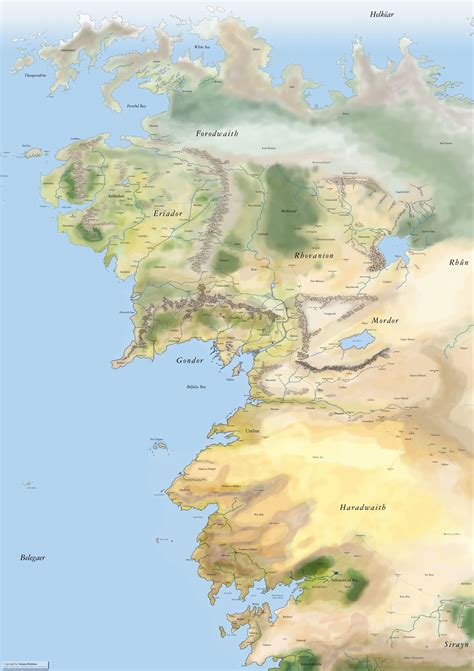 Map Of Middle Earth And The Southern Lands Sampsa Rydman 3277 X 4642