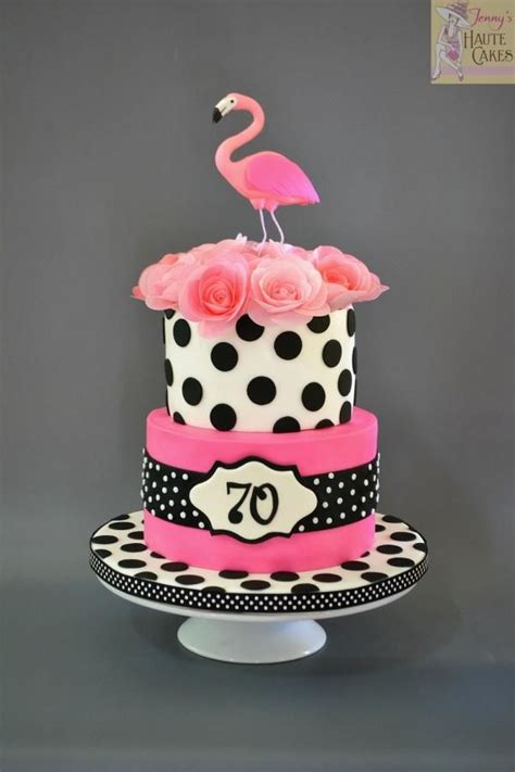 Pink Flamingo And Polka Dots Flamingo Cake 70th Birthday Cake Cake