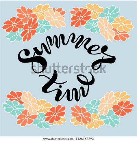 Vector Illustration Handwritten Lettering Summer Time Stock Vector
