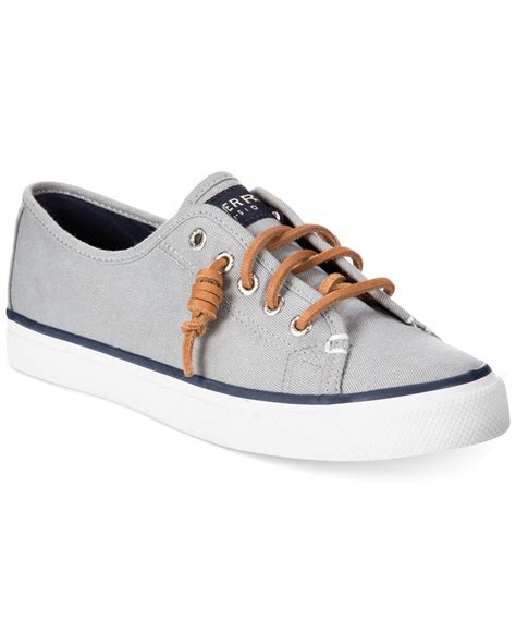 Sperry Top Sider Womens Seacoast Canvas Sneakers In Gray Charcoal