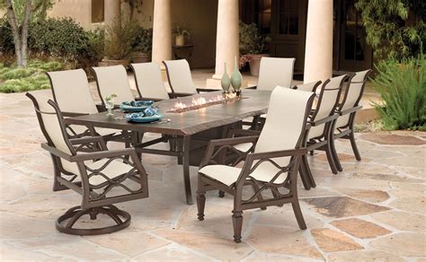 The best fire tables are larger than a fire pit, and use a propane tank attached to a burner to run, rather than burning wood. Propane Fire Pit Table Set Dining Costco Barrel Outdoor ...