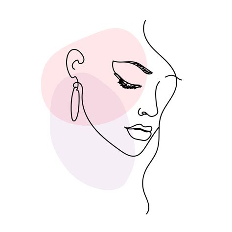Woman Face Portrait In Minimalist Modern Style Continuous One Line