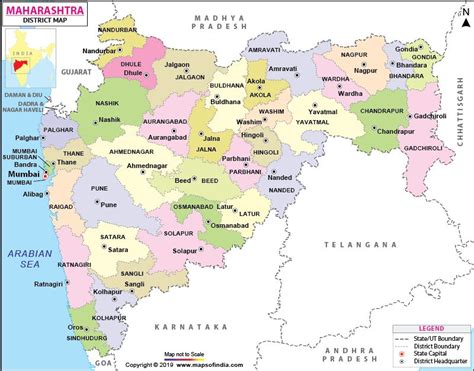 Find District Map Of Maharashtra Map Showing All The Districts Of Maharashtra With Their
