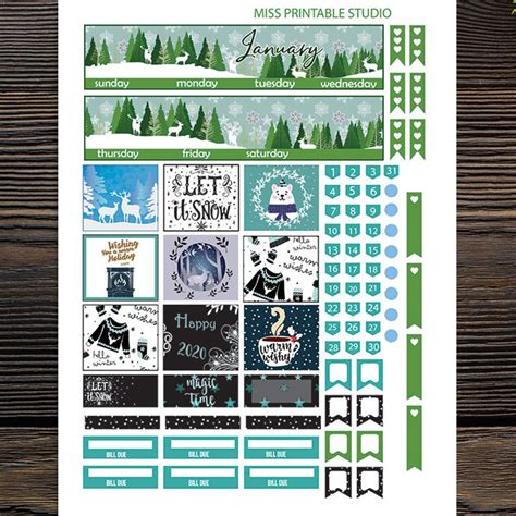 January Monthly Planner Stickers For Use With Erin Condren Etsy