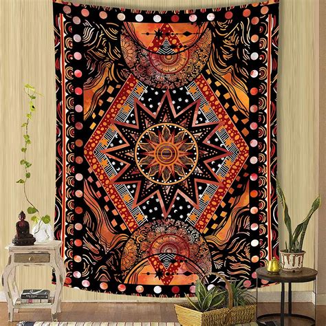 kscd orange sun and moon tapestry wall hanging indie hippie mandala cool wall tapestries