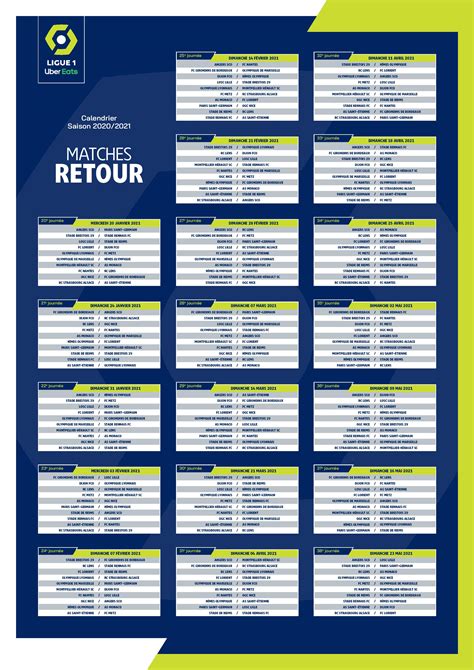 Suivez les rencontres journée par journée avec les résultats des matchs de ligue 1 uber eats pour la saison 2020/2021. Saison 2020/2021 - Le calendrier de la Ligue 1 et les 10 ...