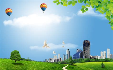 Bright Sunny Landscape Civilized City Background Material Beautiful