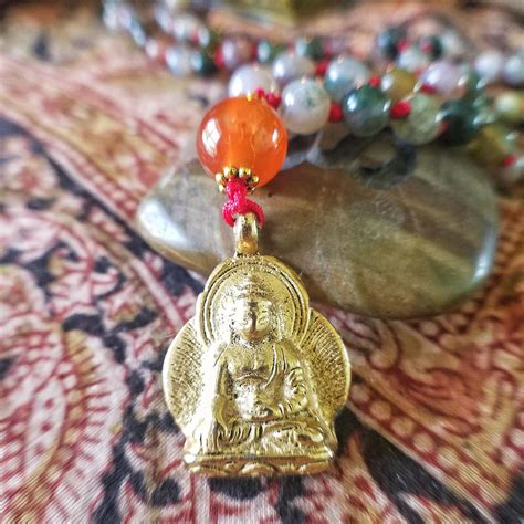 Agate 108 Bead Hand Knotted Buddha Mala Necklace By Sivakamimala On
