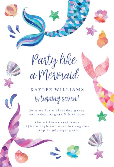 Mermaid Birthday Invitations Free Printable