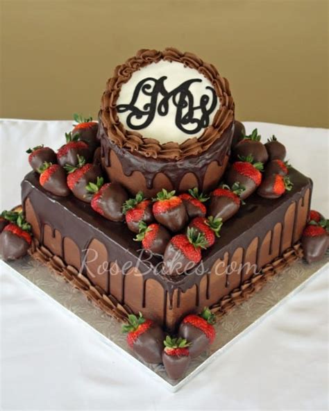 Double Dark Chocolate Grooms Cake With Chocolate Dipped Strawberries