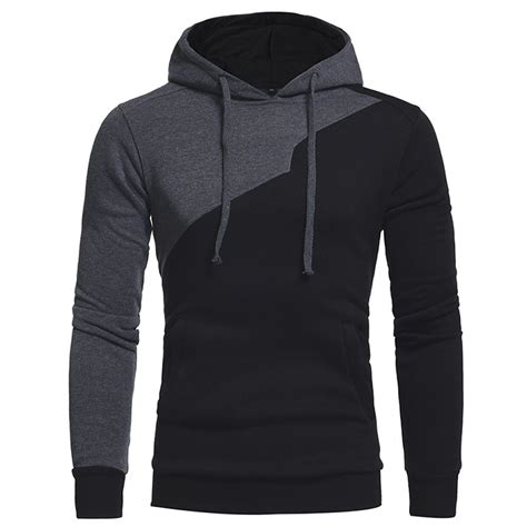 drawstring irregular panel fleece hoodie black 3x35569521 men s clothing men s hoodies
