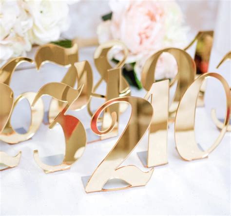 Acrylic Table Numbers For Weddings And Events Standing Numbers Gold