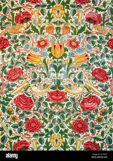 William Morris Fabric Pattern Rose 1883 Stock Photo Alamy