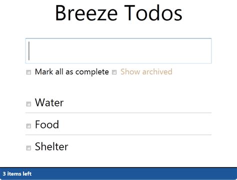 Breeze | Samples | About the ToDo samples