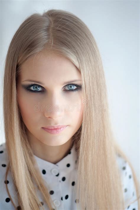 Portrait Of A Beautiful Young Blonde Woman Stock Photo Image Of Cute