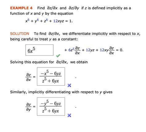 solved example 4 find dz dx and dz dy if z is defined implicitly as a function of x and y by