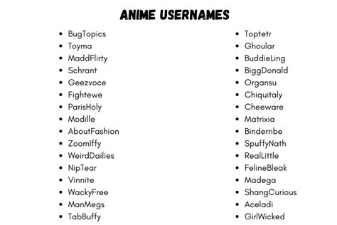 Cool Anime Nicknames