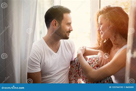 Affectionate Couple Bonding In Themorning Stock Photo Image Of Adult