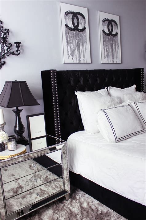 This bedroom idea consists of several different decor elements that brings together the full black and white concept. Black & White Bedroom Decor Reveal