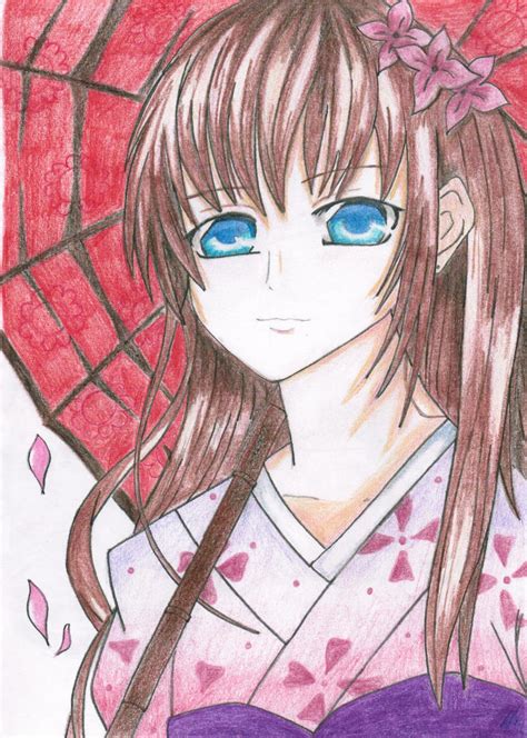 Anime Girl In Kimono ~ Sophie Chan Fan Art By Olivevanilla On Deviantart